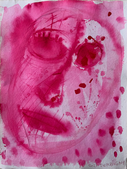 Рисунок под названием "Portrait garance 2" - Brigitte Derbigny, Подлинное произведение искусства, Чернила