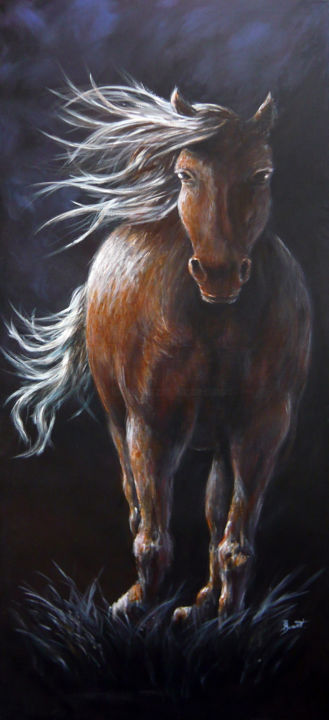 Peinture intitulée "Le galop" par Brigitte Dumont, Œuvre d'art originale, Acrylique