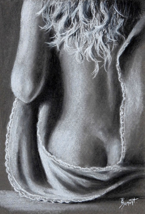 Drawing titled "Découverte" by Brigitte Dumont, Original Artwork, Pastel