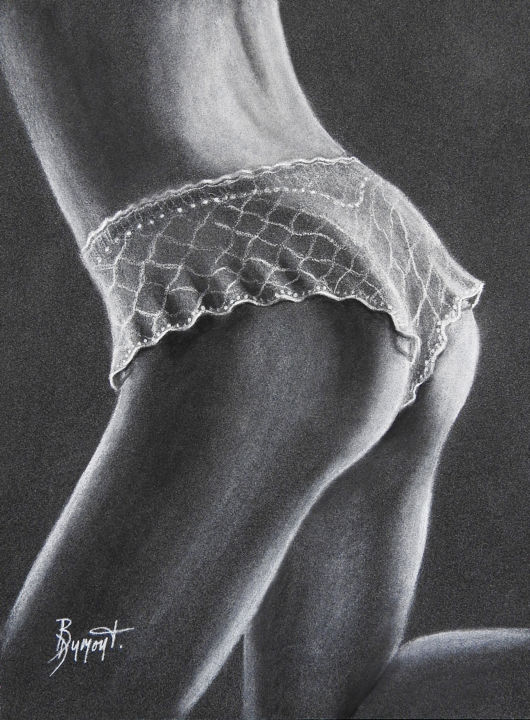 Dessin intitulée "Jeu de courbes" par Brigitte Dumont, Œuvre d'art originale, Pastel