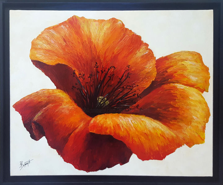 Painting titled "Le coquelicot" by Brigitte Dumont, Original Artwork, Acrylic