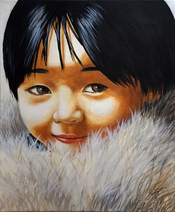 Painting titled "Petite inuit" by Brigitte Dumont, Original Artwork, Acrylic