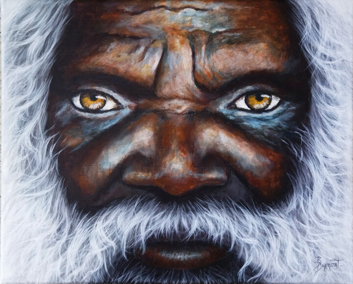 Peinture intitulée "L'aborigène aux che…" par Brigitte Dumont, Œuvre d'art originale, Acrylique