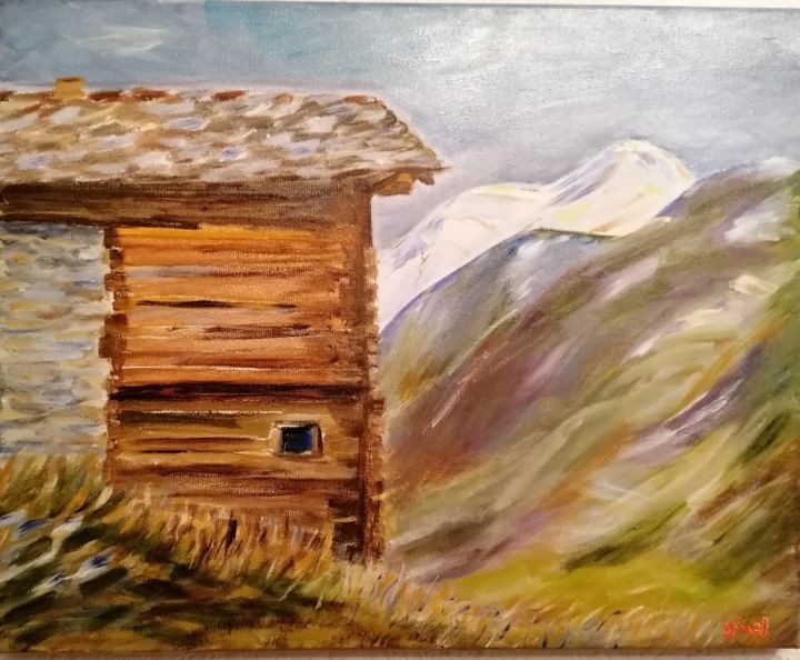 Painting titled "Haut Valais" by Brigitte Givel, Original Artwork, Oil