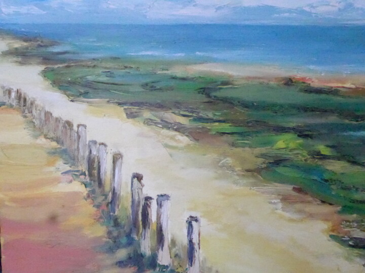 Peinture intitulée "Sur la dune" par Brigitte Godeau, Œuvre d'art originale, Huile