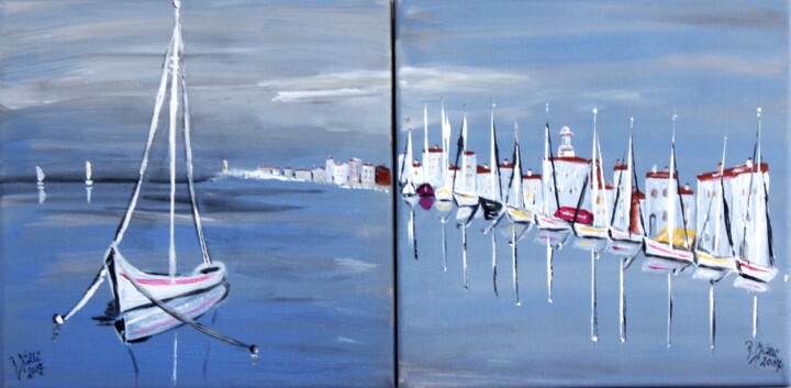 Painting titled "summer of St. Tropez" by Brigitte Kölli, Original Artwork, Acrylic