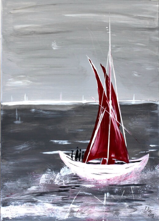 Peinture intitulée "sail away" par Brigitte Kölli, Œuvre d'art originale, Acrylique