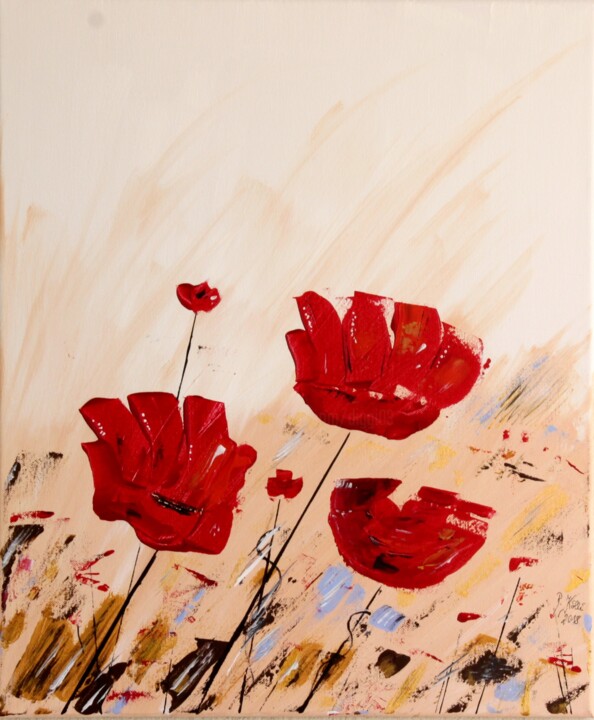 Pintura intitulada "amour de fleurs" por Brigitte Kölli, Obras de arte originais, Acrílico