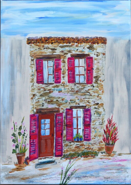 Painting titled "maison de vacances" by Brigitte Kölli, Original Artwork, Acrylic