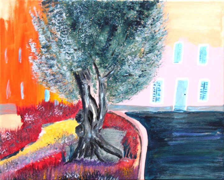 Malerei mit dem Titel "Olivier Millénaire" von Brigitte Kölli, Original-Kunstwerk, Acryl