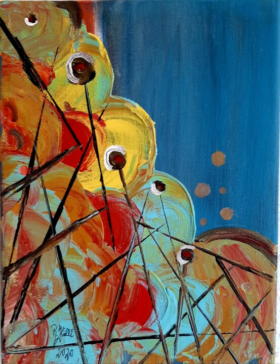 Malerei mit dem Titel "Vernetzt" von Brigitte Kölli, Original-Kunstwerk, Acryl
