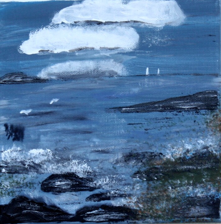 Malerei mit dem Titel "Herbst am Meer" von Brigitte Kölli, Original-Kunstwerk, Acryl