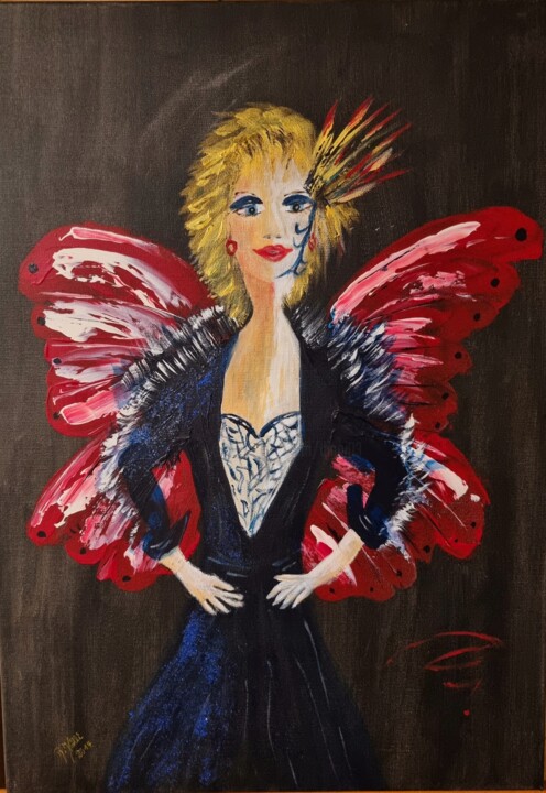 Painting titled "Butterfly woman" by Brigitte Kölli, Original Artwork, Acrylic