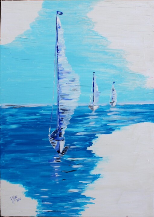 Painting titled "Sailing away" by Brigitte Kölli, Original Artwork, Acrylic