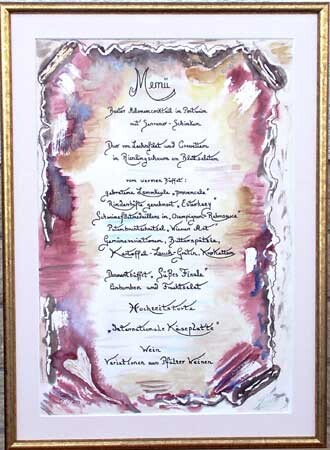 Malerei mit dem Titel "Hochzeitsmenükarte" von Brigitte Kölli, Original-Kunstwerk