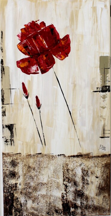 Peinture intitulée "wild rose" par Brigitte Kölli, Œuvre d'art originale, Acrylique