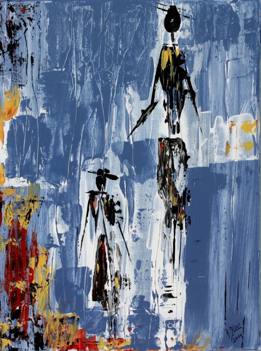 Painting titled "men-on-the-way" by Brigitte Kölli, Original Artwork, Acrylic