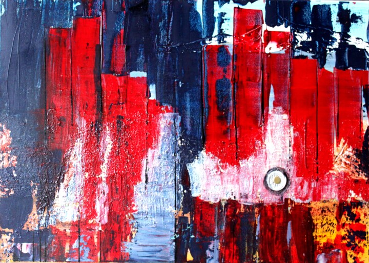 Malerei mit dem Titel "city lights" von Brigitte Kölli, Original-Kunstwerk, Acryl