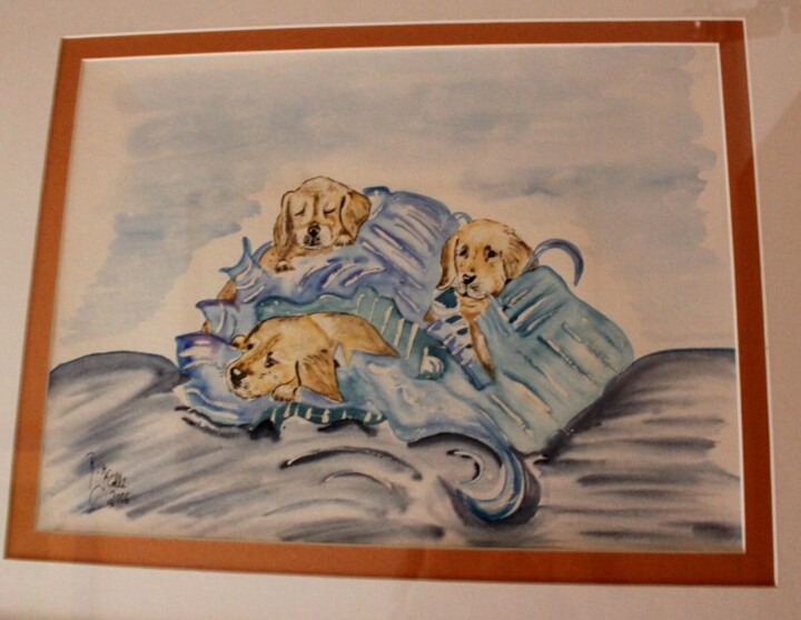 Peinture intitulée "drei Freunde" par Brigitte Kölli, Œuvre d'art originale, Aquarelle