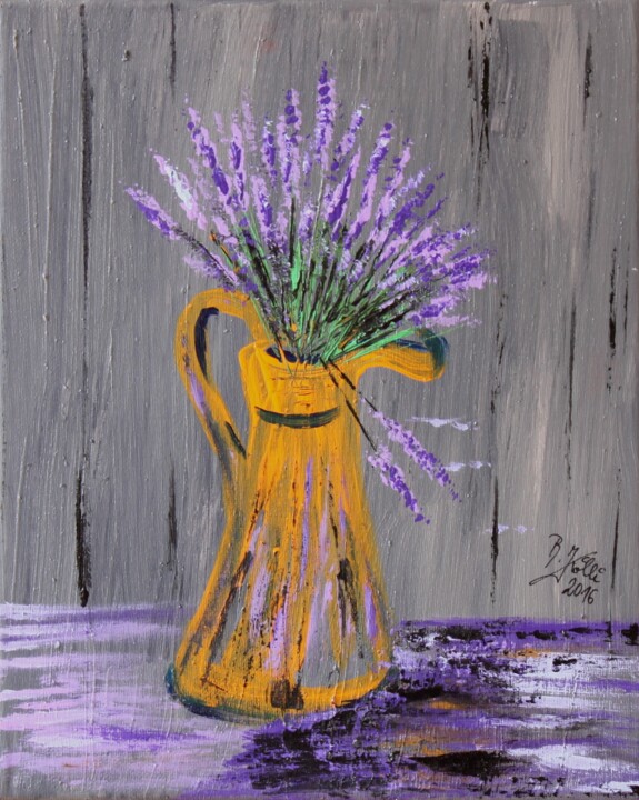 Malerei mit dem Titel "Lavendel" von Brigitte Kölli, Original-Kunstwerk, Acryl