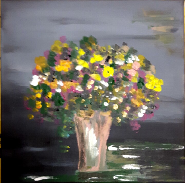 Peinture intitulée "Last flowers" par Brigitte Kölli, Œuvre d'art originale, Acrylique