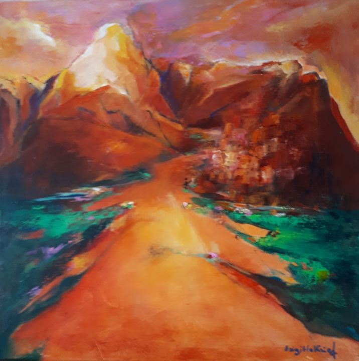 Peinture intitulée "MONTAGNES-7-2018-ac…" par Brigitte Krief, Œuvre d'art originale, Acrylique Monté sur Châssis en bois