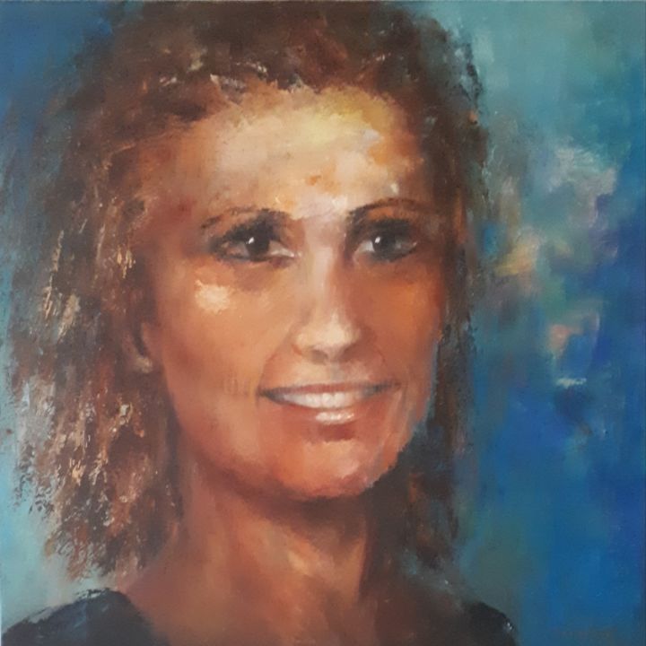 Malerei mit dem Titel "VICTORIA  80 x 80 cm" von Brigitte Krief, Original-Kunstwerk, Öl Auf Keilrahmen aus Holz montiert