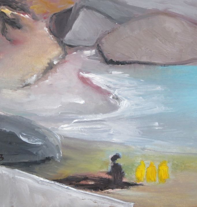 Painting titled "LES 3  CIRÉS  JAUNES" by Brigitte Krief, Original Artwork, Acrylic