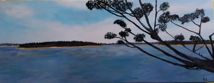 Painting titled "GOLFE DU MORBIHAN" by Brigitte Lecluse, Original Artwork, Oil