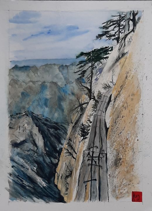 Peinture intitulée "Chine" par Brigitte Martin Dan, Œuvre d'art originale, Aquarelle