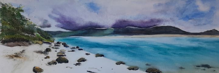 Peinture intitulée "Nouvelle Zélande 3" par Brigitte Martin Dan, Œuvre d'art originale, Aquarelle