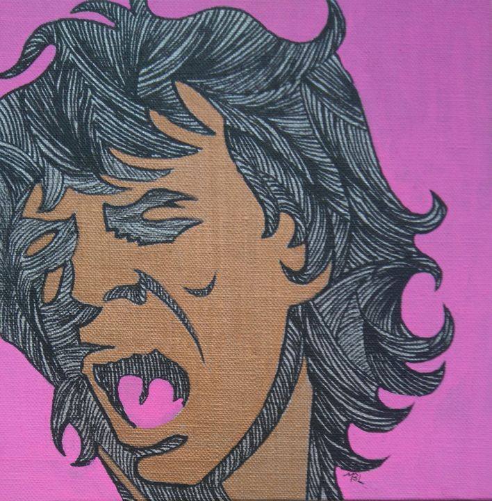 Pintura intitulada "I miss you,  Mick J…" por Brigitte Mathé (MBL), Obras de arte originais, Acrílico Montado em Cartão