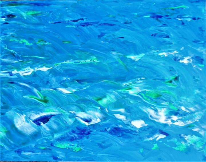 Painting titled "Blue Matala 2 #arti…" by Brigitte Mathé (MBL), Original Artwork, Acrylic