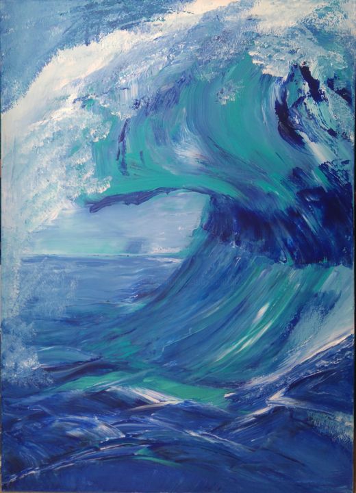 Painting titled "Wave" by Brigitte Mathé (MBL), Original Artwork, Acrylic