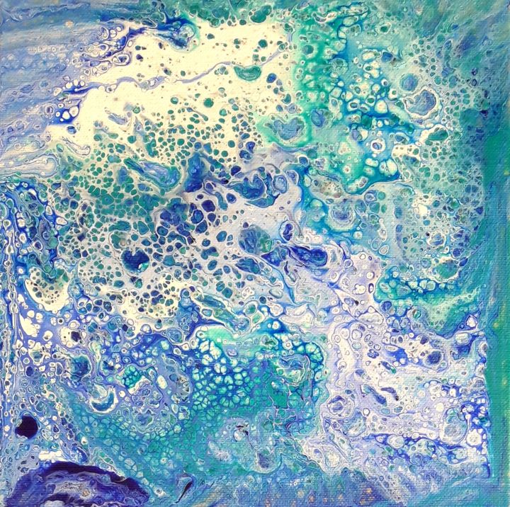 Peinture intitulée "Bleu des mers du Sud" par Brigitte Mathé (MBL), Œuvre d'art originale, Acrylique