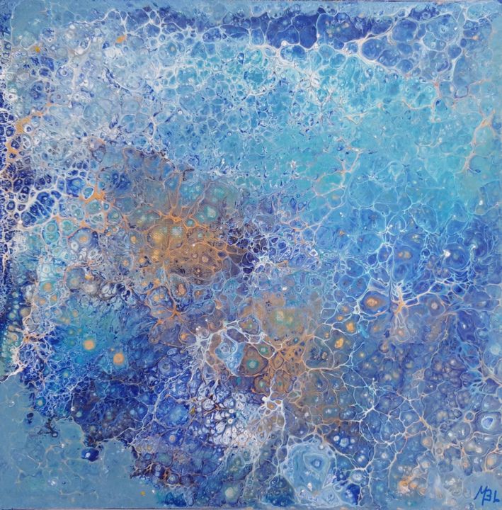 Peinture intitulée "Bleu lagon" par Brigitte Mathé (MBL), Œuvre d'art originale, Acrylique