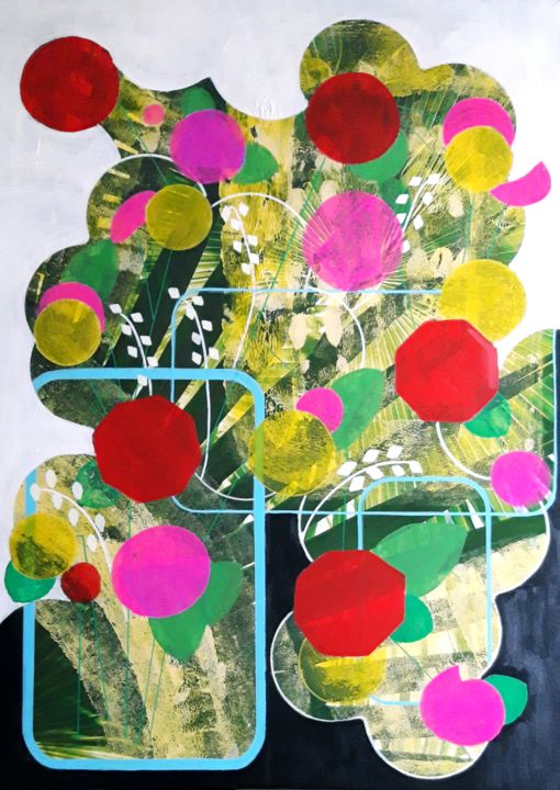 Peinture intitulée "Bouquet printanier 7" par Brigitte Mathé (MBL), Œuvre d'art originale, Acrylique Monté sur Châssis en bo…