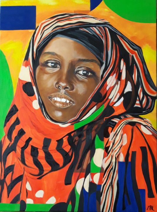 Peinture intitulée "Jeune Femme du Dése…" par Brigitte Mathé (MBL), Œuvre d'art originale, Huile