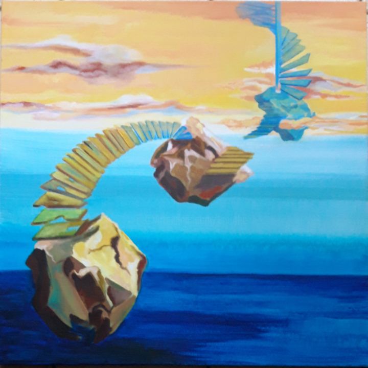 Pintura intitulada "Utopie 1" por Brigitte Mathé (MBL), Obras de arte originais, Acrílico Montado em Armação em madeira