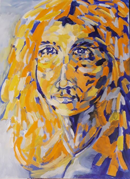 Pittura intitolato "Portrait imaginaire…" da Brigitte Mathé (MBL), Opera d'arte originale, Acrilico