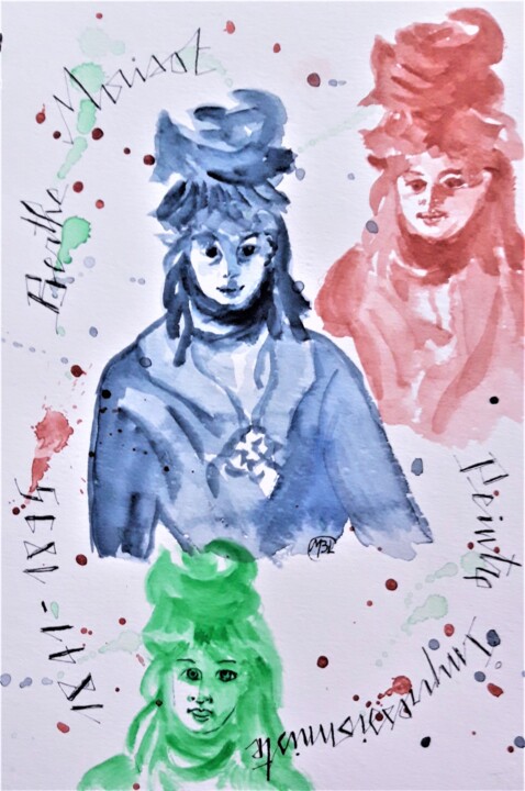 Desenho intitulada "Berthe Morisot 2" por Brigitte Mathé (MBL), Obras de arte originais, Aquarela