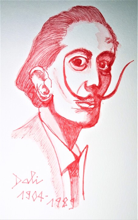 Desenho intitulada "Dali" por Brigitte Mathé (MBL), Obras de arte originais, Aquarela