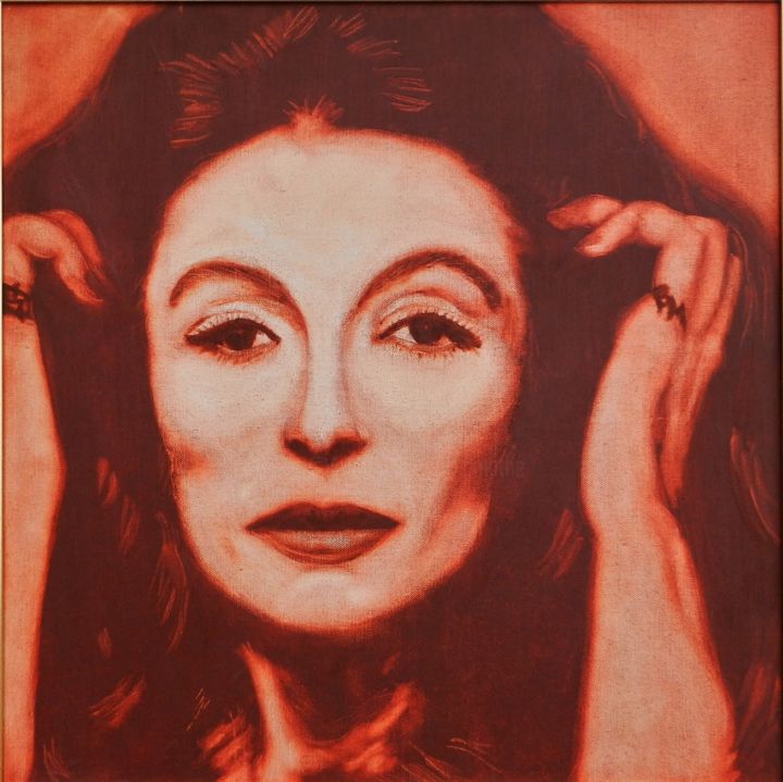 Peinture intitulée "Anouk Aimée" par Brigitte Mathé (MBL), Œuvre d'art originale, Huile