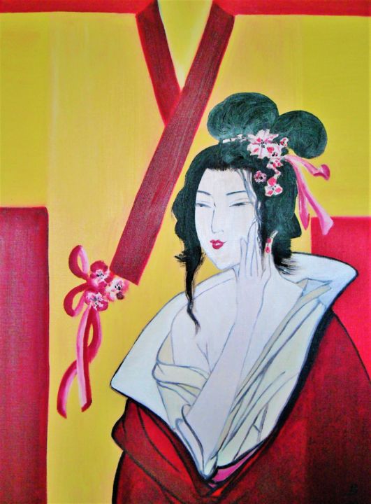 Peinture intitulée "Kimono 1" par Brigitte Mathé (MBL), Œuvre d'art originale, Huile