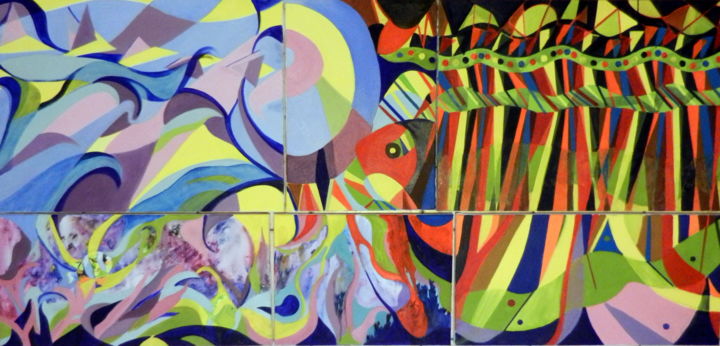 Peinture intitulée "Entre ciel et abyss…" par Brigitte Mathé (MBL), Œuvre d'art originale, Huile Monté sur Châssis en bois