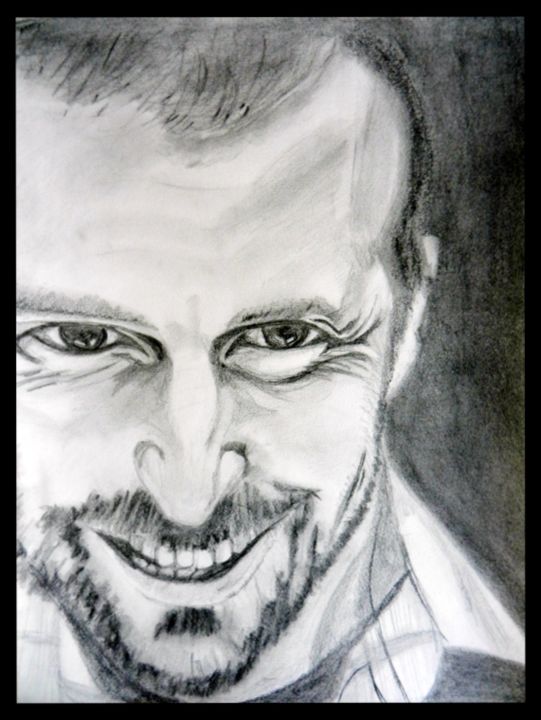 Dessin intitulée "Mathieu Kassovitz,…" par Brigitte Mathé (MBL), Œuvre d'art originale, Crayon