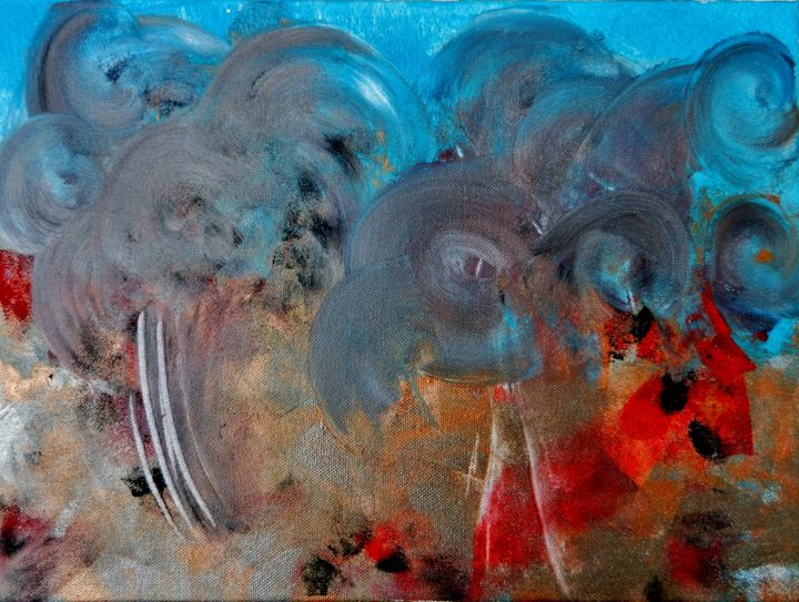 Painting titled "Turquoise 2" by Brigitte Mathé (MBL), Original Artwork, Acrylic