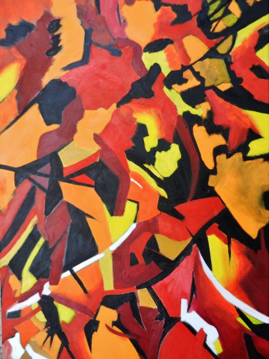 Malerei mit dem Titel "Camouflages" von Brigitte Mathé (MBL), Original-Kunstwerk, Öl Auf Keilrahmen aus Holz montiert