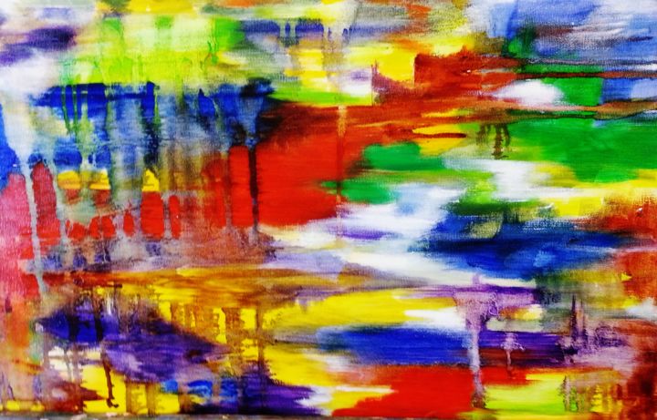 Pintura titulada ""Colors déluge"  Dé…" por Brigitte Mathé (MBL), Obra de arte original, Oleo Montado en Bastidor de camilla…