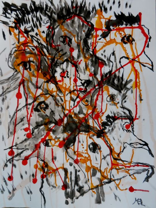 Peinture intitulée "Abstraction musical…" par Brigitte Mathé (MBL), Œuvre d'art originale, Encre